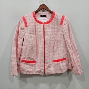 Jones New York Womens Full Zip Blazer Jacket 2X Orange Colorful Feminine Office